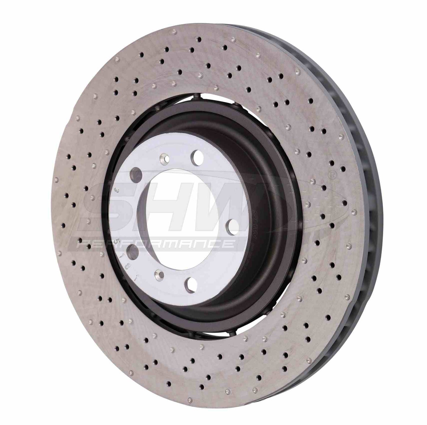 SHW Performance SHW 14-19 Porsche 911 Turbo 3.8L w/o Ceramic Brakes Left Front Drilled-Dimpled LW Brake Rotor PFL49015