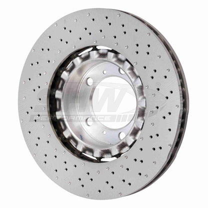 SHW Performance SHW 18-19 Porsche 911 Carrera 4 GTS 3.0L w/o Ceramic Brake Left Front Drilled-Dimpled LW Brake Rotor PFL49901
