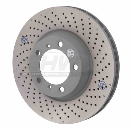 SHW Performance SHW 2012 Porsche 911 Carrera 4 GTS 3.8L w/o Ceramic Brake Right Front Drilled-Dimpled MB Brake Rotor PFR31022