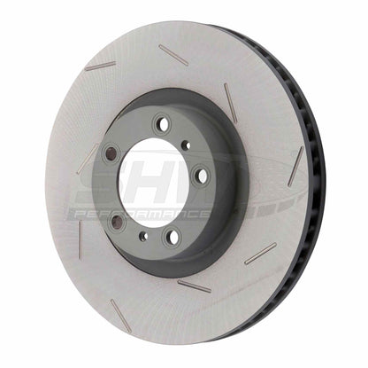 SHW Performance SHW 17-20 Porsche Panamera 4S 2.9L w/18in Wheels/Silver Caliper Right Front Slotted MB Brake Rotor PFR39742