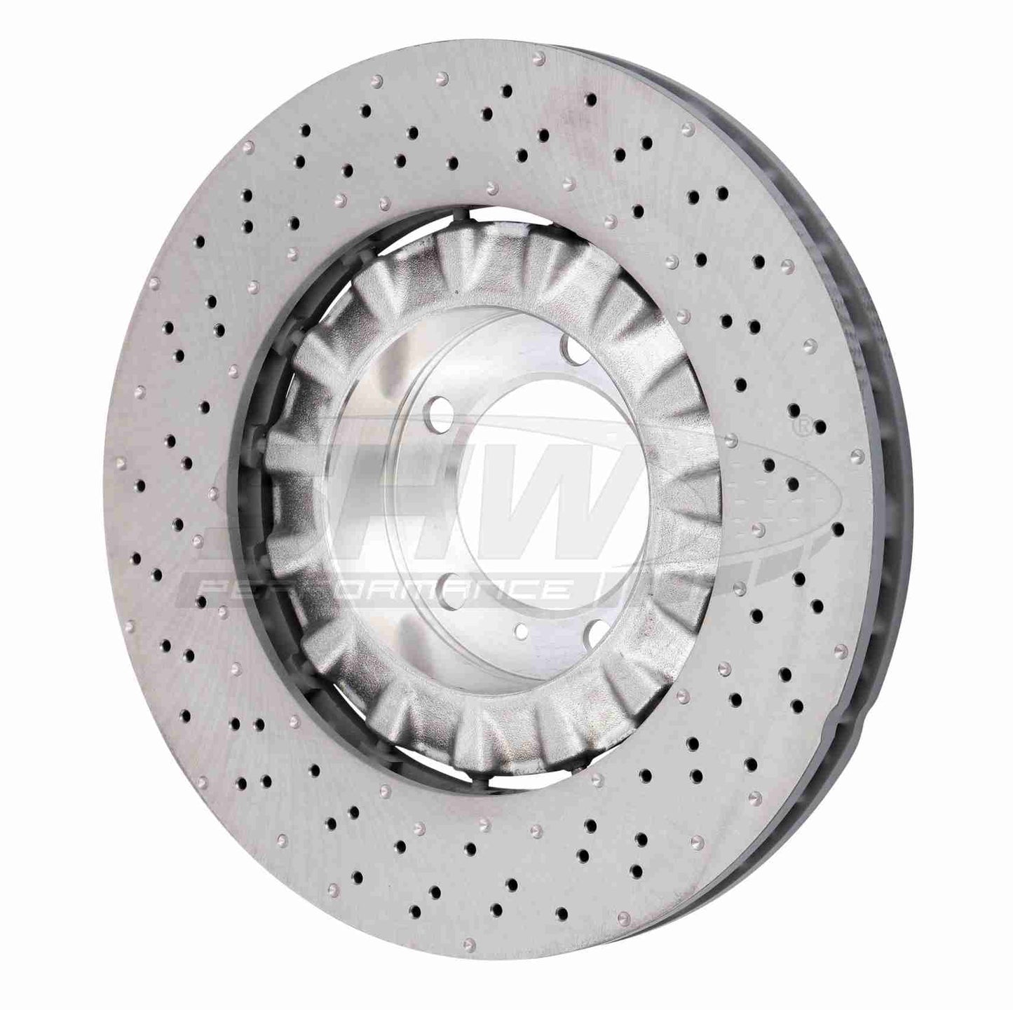 SHW Performance SHW 14-19 Porsche 911 Turbo 3.8L w/o Ceramic Brakes Right Front Drilled-Dimpled LW Brake Rotor PFR49016
