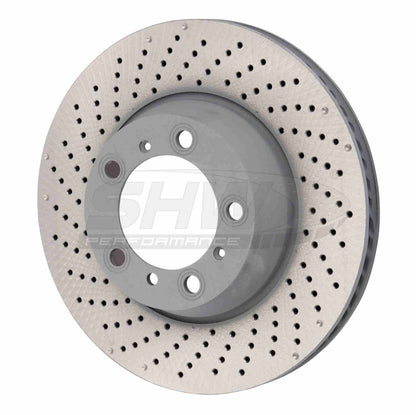 SHW Performance SHW 15-16 Porsche 911 Carrera 4 GTS 3.8L w/o Ceramic Brakes Left Rear Drilled-Dimpled MB Brake Rotor PRL31124