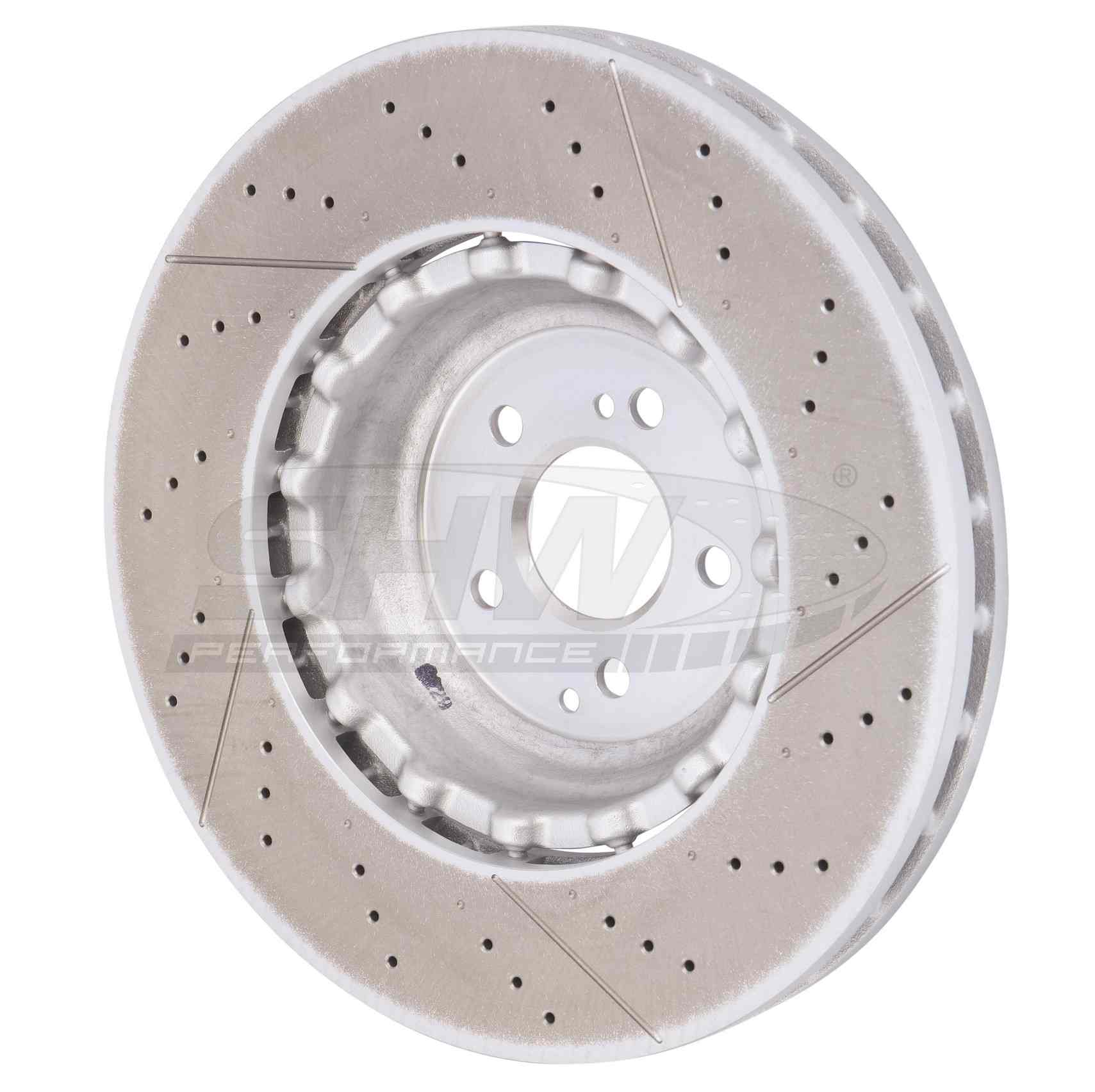 SHW Performance SHW 16-19 Mercedes-Benz C63 AMG 4.0L Front Drilled-Slotted Lightweight Brake Rotor TFX49150
