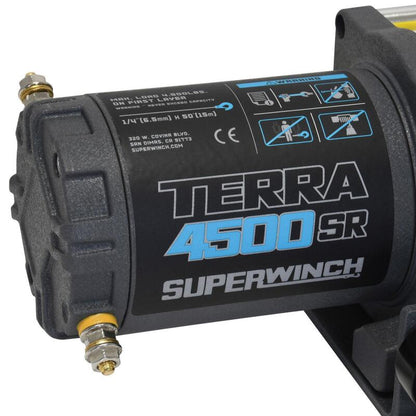Superwinch 4500 LBS 12V DC 1/4in x 50ft Synthetic Rope Terra 4500SR Winch - Gray Wrinkle 1145270 1145270 Photo - Close Up