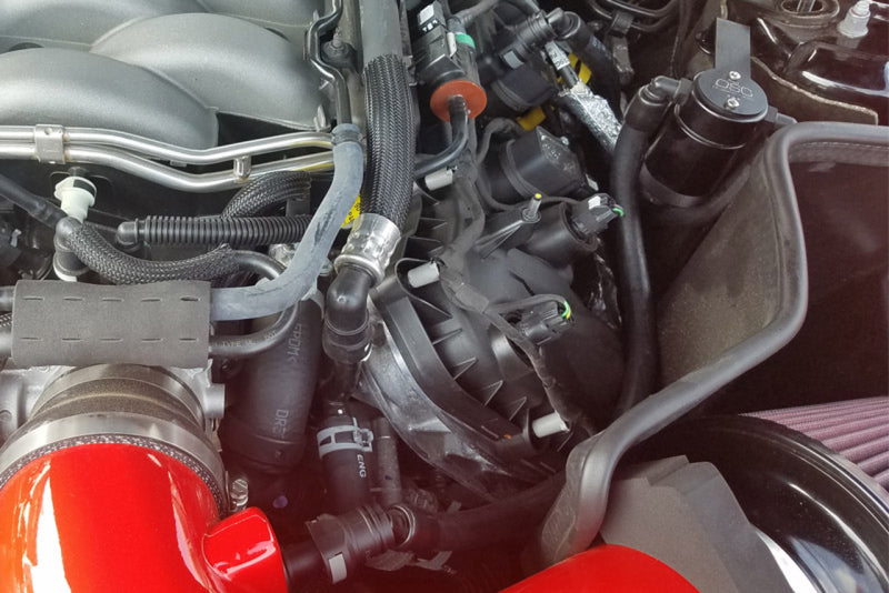 J&L 2018-2023 Ford Mustang GT Driver Side Oil Separator 3.0 - Black Anodized 3024D-B 3024D-B Photo - Mounted