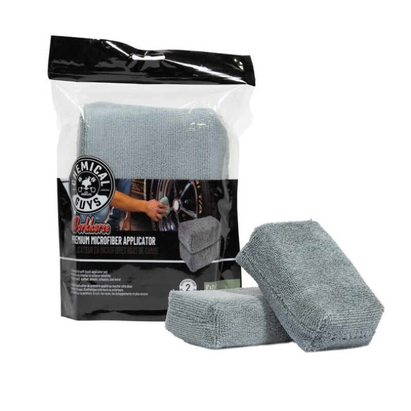 Chemical Guys Workhorse Premium Microfiber Applicator - 5in x 3in x 1.5in - Gray - 2 Pack (P24) MIC28502