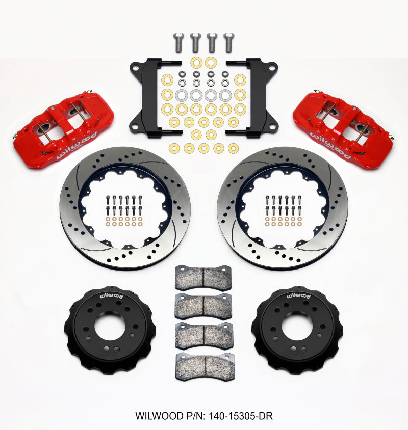 Wilwood AERO6 Front Hat Kit 14.00 Drilled Red 63-87 C10 w/ Wilwood Pro Spindles 140-15305-DR 140-15305-DR Photo - Primary