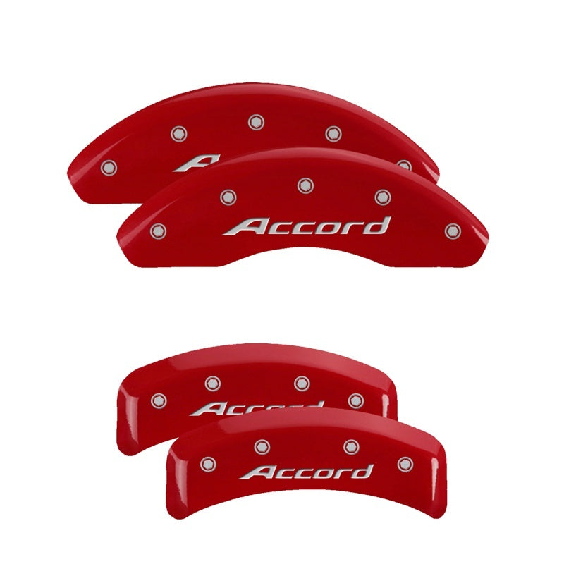 MGP 4 Caliper Covers Engraved Front Accord Engraved Rear Accord Red finish silver ch 20130SACCRD 20130SACCRD Photo - Primary