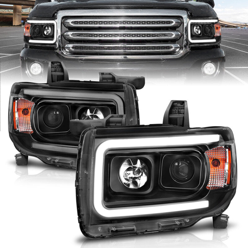 Anzo GMC Canyon 15-18 Projector Plank Style Headlight Black W/ Amber 111381 Photo - Primary
