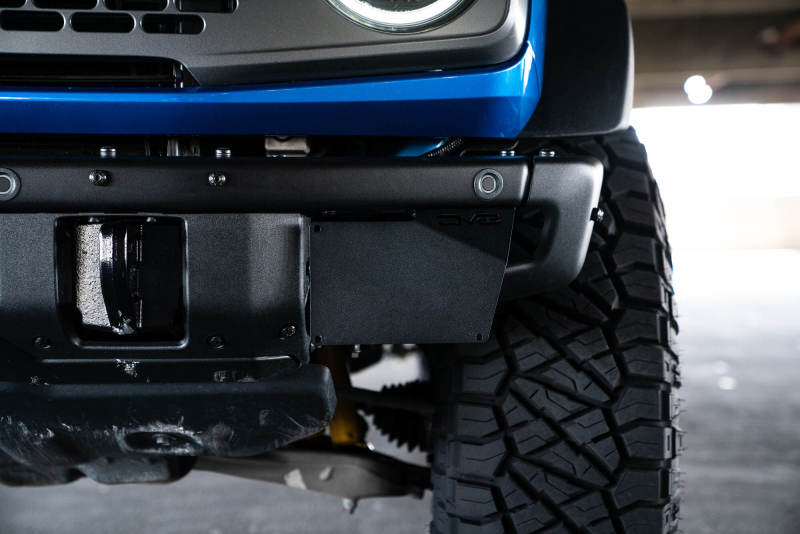 DV8 Offroad 21-22 Ford Bronco Factory Front Bumper License Relocation Bracket - Side LPBR-02 LPBR-02 Photo - lifestyle view