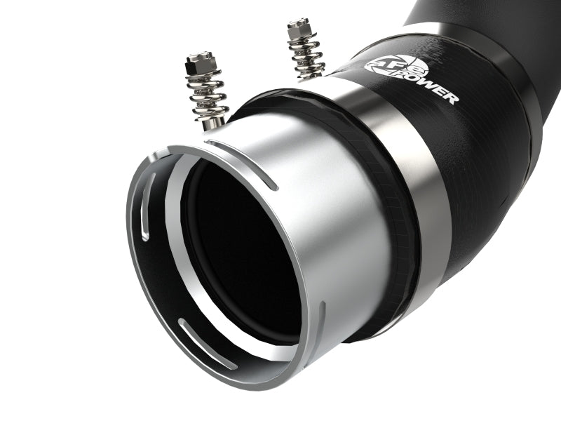 aFe BladeRunner Black 3in Aluminum Charge Pipe Kit 20-21 GM Diesel Trucks V8-6.6L (td) L5P 46-20444-B 46-20444-B Photo - Close Up