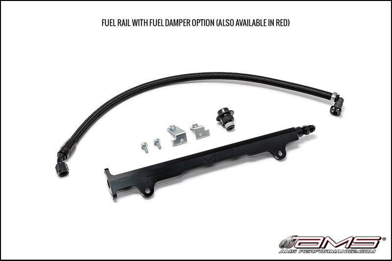 AMS Performance 08-15 Mitsubishi EVO X CNC Machined Aluminum Fuel Rail w/Pulsation Dampener - Black AMS.04.07.0006-2 AMS.04.07.0006-2 Photo - Primary