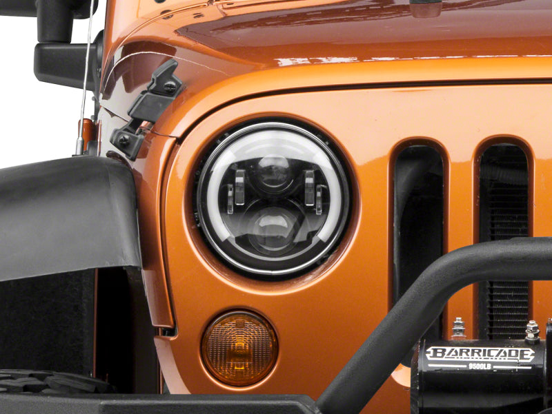 Raxiom 97-18 Jeep Wrangler TJ & JK 6-LED Headlights w/ Partial Halo- Blk Housing (Clear Lens) J135442 J135442 Photo - Primary