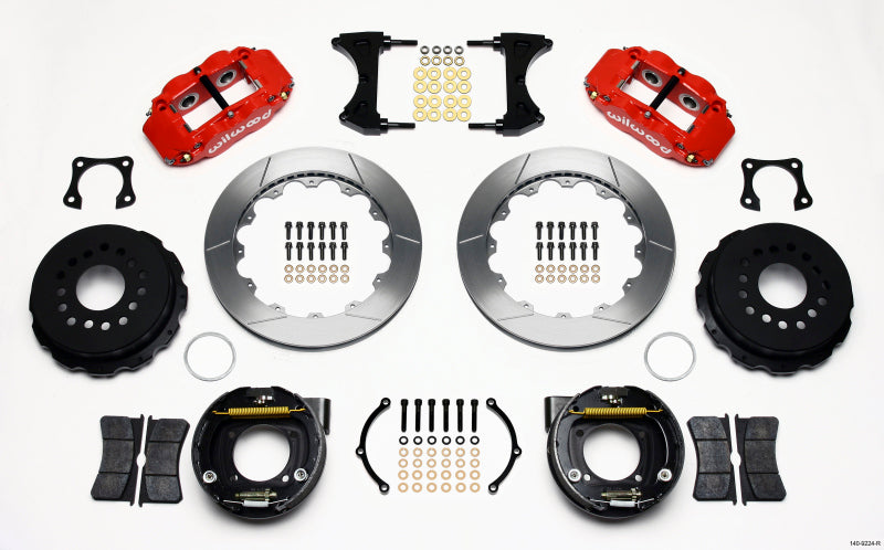 Wilwood Narrow Superlite 4R Rear P-Brk Kit 12.88in Red 58-64 Olds/Pontiac Ends 2.81in Offset 140-9224-R 140-9224-R Photo - Primary