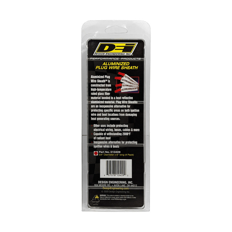 DEI Plug Wire Sheath 3/4in x 6in - 4-pack - Aluminum 10409 10409 Photo - in package