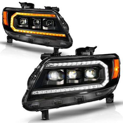 ANZO 15-22 Chevy Colorado Blk Housing Full LED DRL Projector Headlight w/ Sequential Light Bar 111634 111634 Photo - Primary