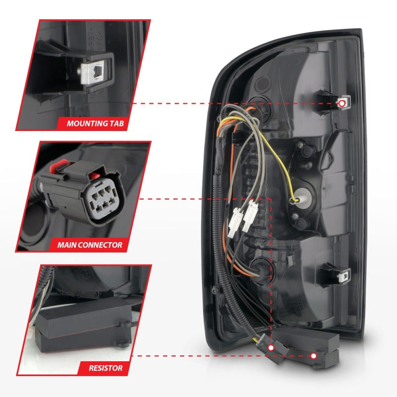 ANZO 15-21 GMC Canyon Full LED Taillights w/ Red Lightbar Black Housing/Clear Lens 311434 311434 Photo - Unmounted