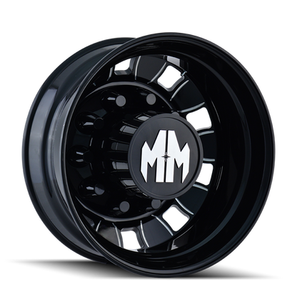 Mayhem 8180 BigRig 24.5x8.25/10x285.75 BP/168mm Offset/220.1mm Hub Rear Black w/ Milled Spokes Wheel 8180-245810BMR 8180-245810BMR Photo - Primary