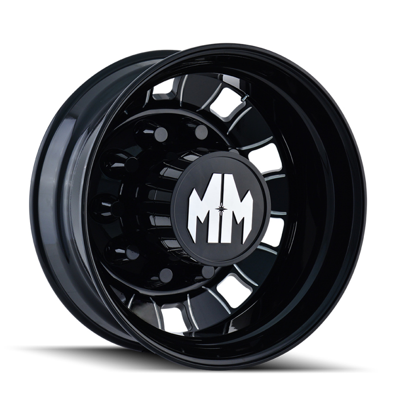 Mayhem 8180 BigRig 24.5x8.25/10x285.75 BP/168mm Offset/220.1mm Hub Rear Black w/ Milled Spokes Wheel 8180-245810BMR 8180-245810BMR Photo - Primary