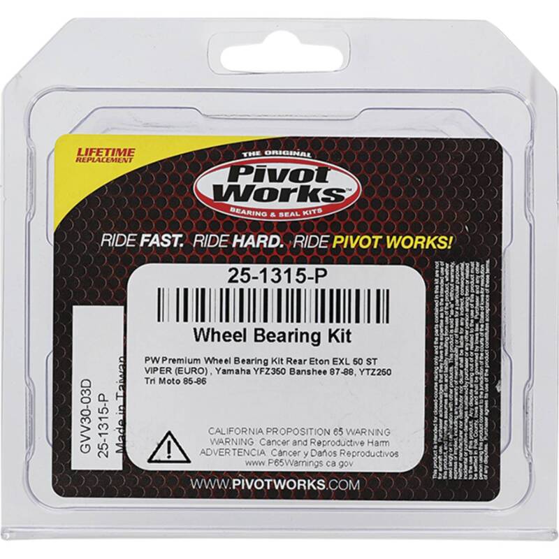 Pivot Works Eton, Yamaha Wheel Bearing Kit Premium Bearings 25-1315-P 25-1315-P Photo - Primary