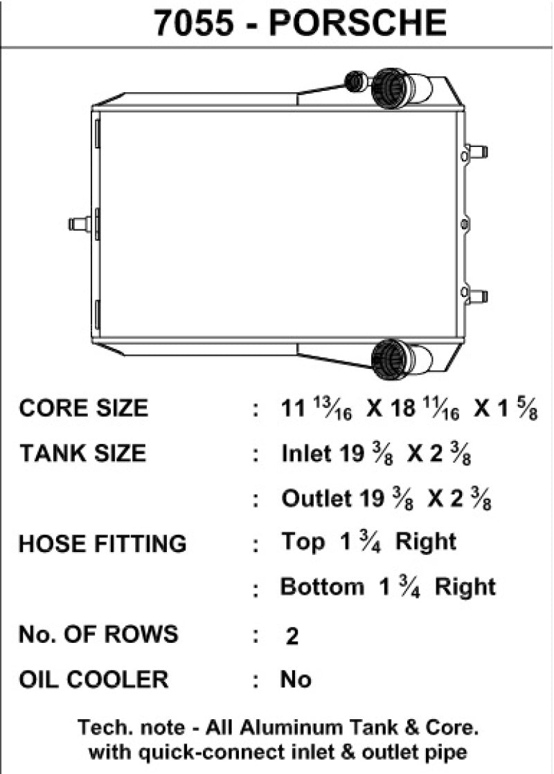 CSF Porsche 911 Turbo (996 & 997) Porsche 911 GT2 (996 & 997) Porsche 911 7055 Technical Drawing