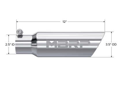 MBRP Universal Tip 3in O.D. Dual Wall Angled 2 inlet 12 length T5106 Photo - Close Up