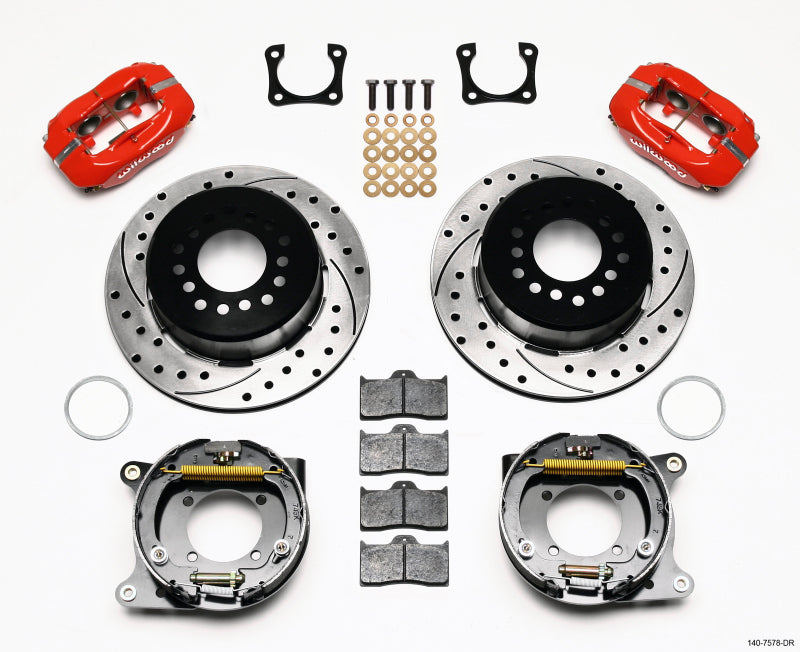 Wilwood Forged Dynalite P/S Park Brake Kit Drilled Red Chevy 12 Bolt-Spec 3.15in Brng 140-7578-DR 140-7578-DR Photo - Primary