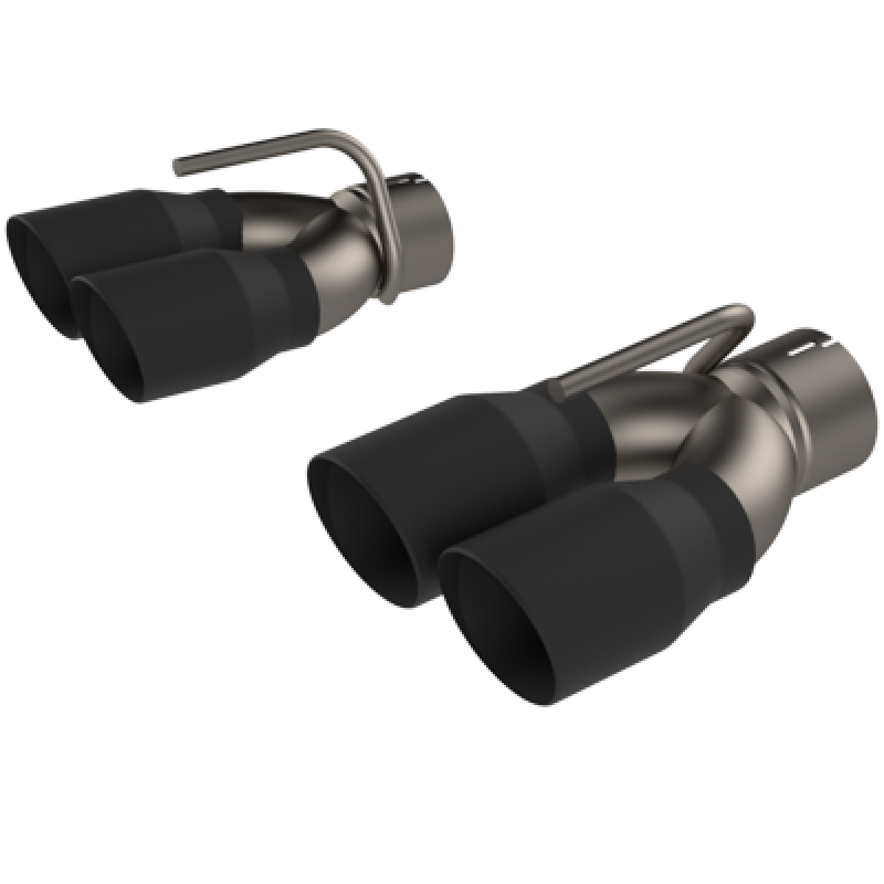 QTP 15-18 Dodge Challenger 5.7L 304SS Screamer Exhaust 3in Quad Tip Adapter w/Black Tips 430015TB 430015TB Photo - Primary
