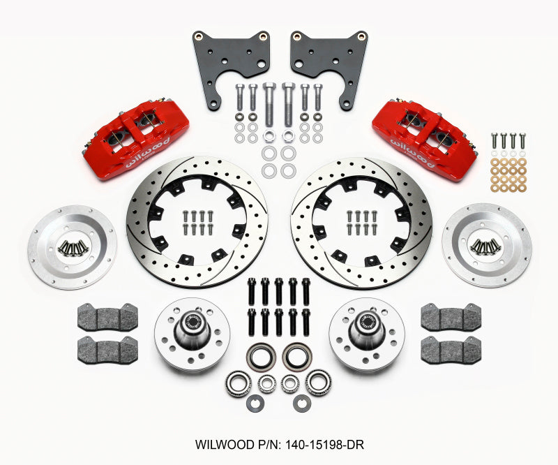 Wilwood Dynapro 6 Front Hub Kit 12.19in Drill Red 65-72 CDP C Body -Drum 140-15198-DR 140-15198-DR Photo - Primary