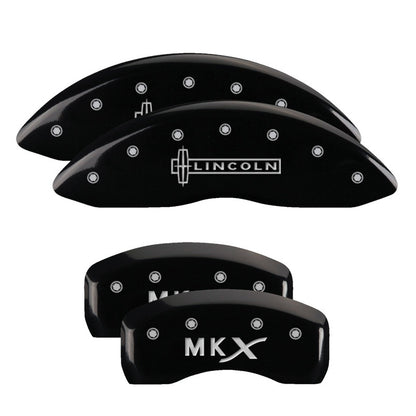 MGP 4 Caliper Covers Engraved Front Lincoln Engraved Rear MKX Black finish silver ch 36021SLCXBK 36021SLCXBK Photo - Primary