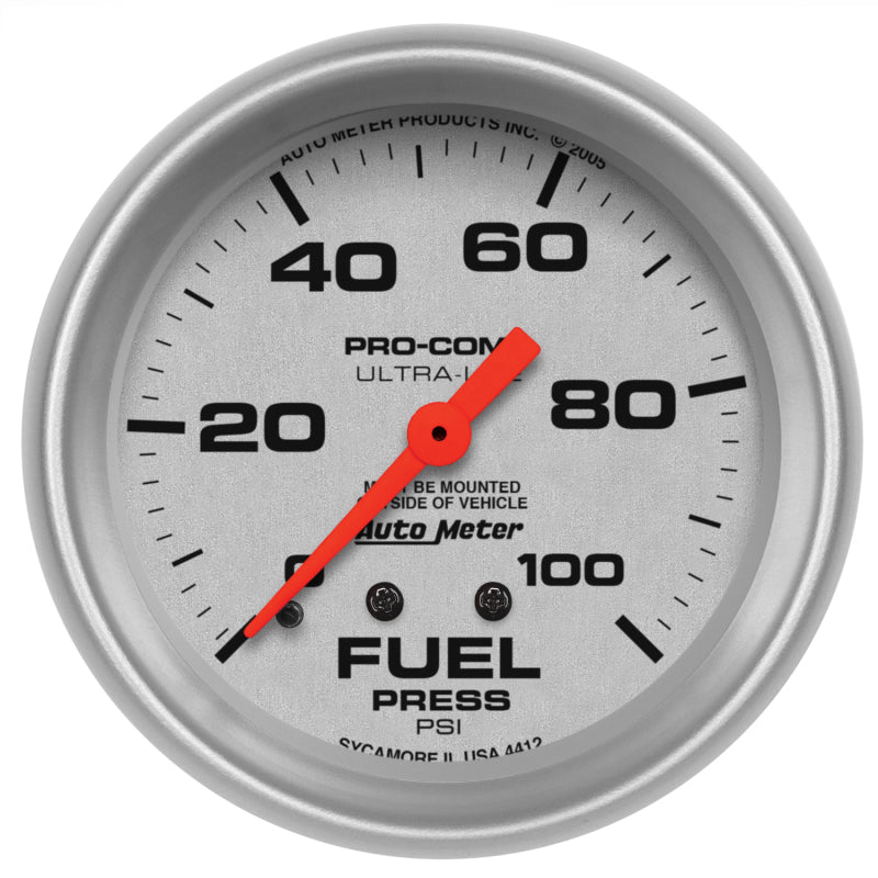 Autometer 2-5/8" Fuel Pressure, 0-100 Psi, Mechanical, Ultra-Lite 4412 Photo - Primary