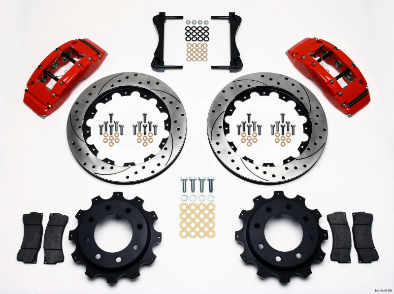 Wilwood TC6R Rear Kit 16.00in Drilled Red 1999-2010 GM Trk 2500 HD 4.84 Cntr 140-9406-DR 140-9406-DR Photo - Primary