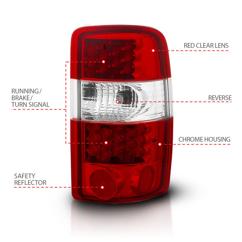 Anzo 2000-2006 Chevrolet Suburban LED Taillights Red/Clear 311001 Photo - Unmounted