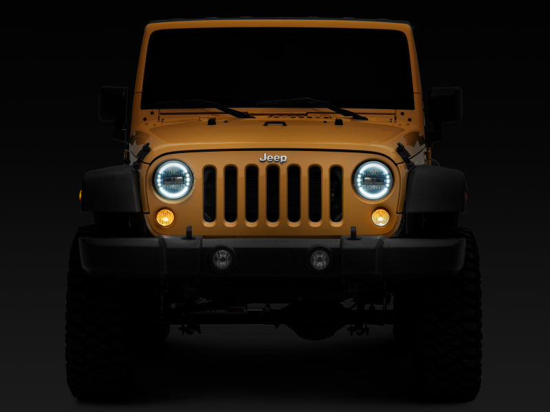 Raxiom 97-18 Jeep Wrangler TJ/JK Axial 7-Inch LED Headlights w/ DRL- Black Housing (Clear Lens) J155570 J155570 Photo - Close Up