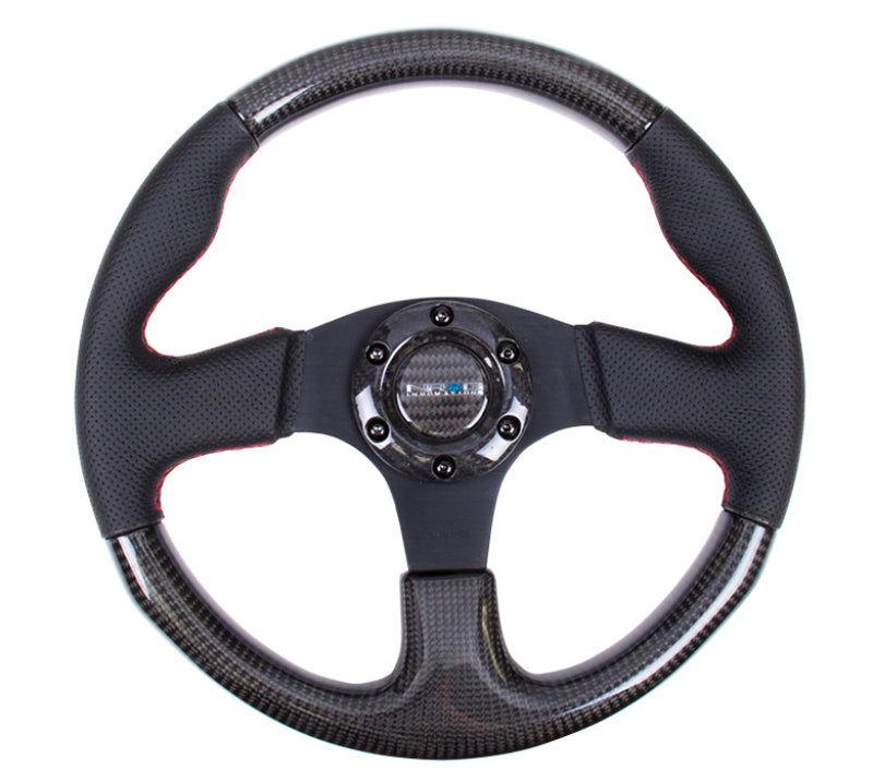 NRG Carbon Fiber Steering Wheel 315mm W/ Red Stitching ST-310CFRS Photo - Primary