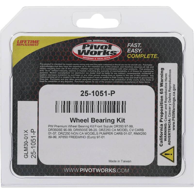 Pivot Works Suzuki Wheel Bearing Kit Premium Bearings 25-1051-P 25-1051-P Photo - Primary