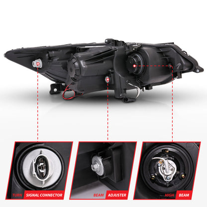 Anzo 2009-2012 Acura Tsx Projector Headlights w/ Halo Black (CCFL) 121393 Photo - Unmounted
