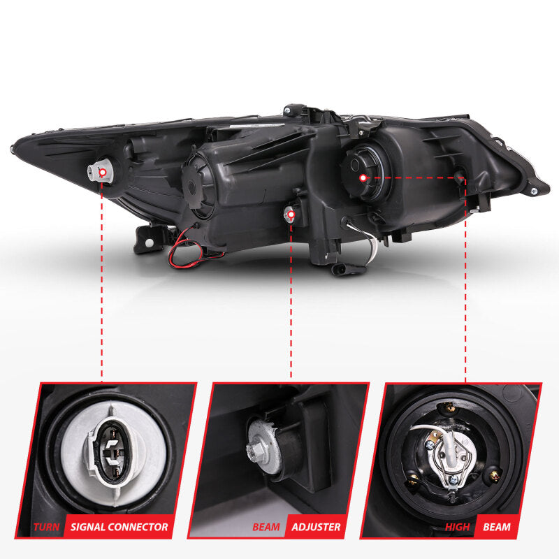 Anzo 2009-2012 Acura Tsx Projector Headlights w/ Halo Black (CCFL) 121393 Photo - Unmounted