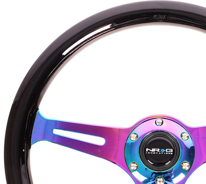 NRG Classic Wood Grain Wheel-350mm 3 Neochrome spokes-Black Paint Grip ST-015MC-BK Photo - Primary