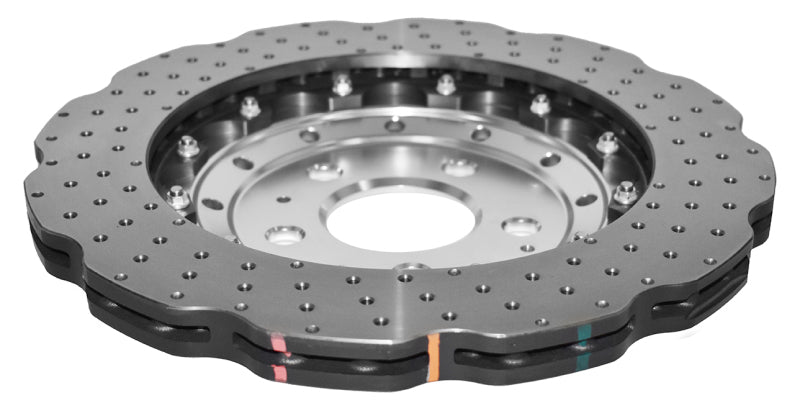 DBA 13-16 Audi RS5 (w/Scalloped edge Iron Discs) Rear 5000 Series Drilled Wavy Rotor w/Silver Hat 52835WSLVXD 52835WSLVXD Photo - out of package