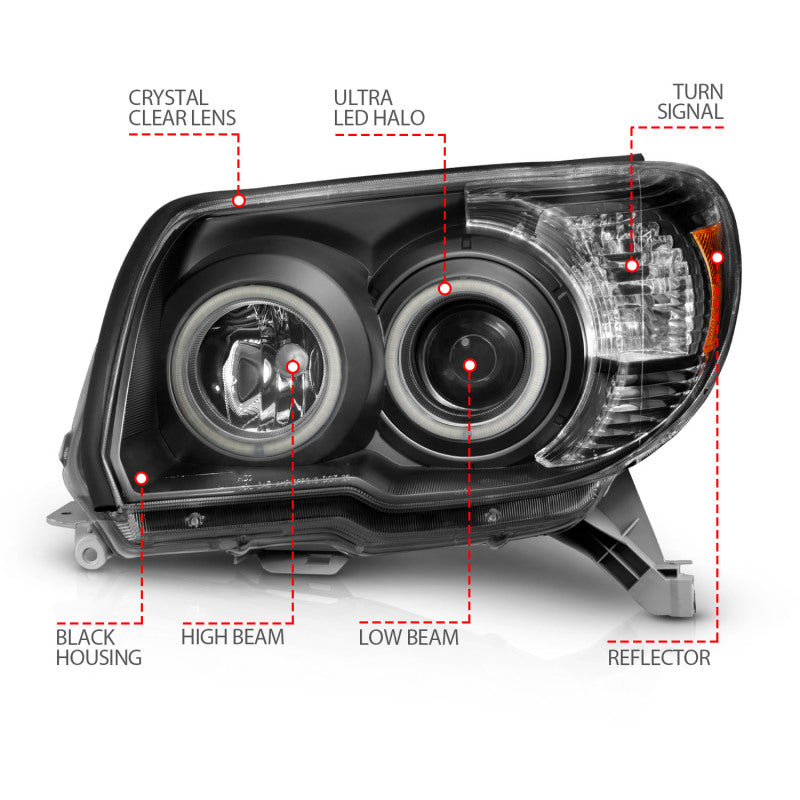 Anzo 2006-2009 Toyota 4Runner Projector Headlights w/ Halo Black 111320 User 4