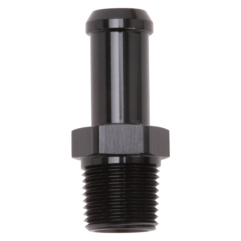 Edelbrock Hose End, Straight, 3/8" NPT To 1/2" Barb, Black Anodize 8114 Photo - Primary