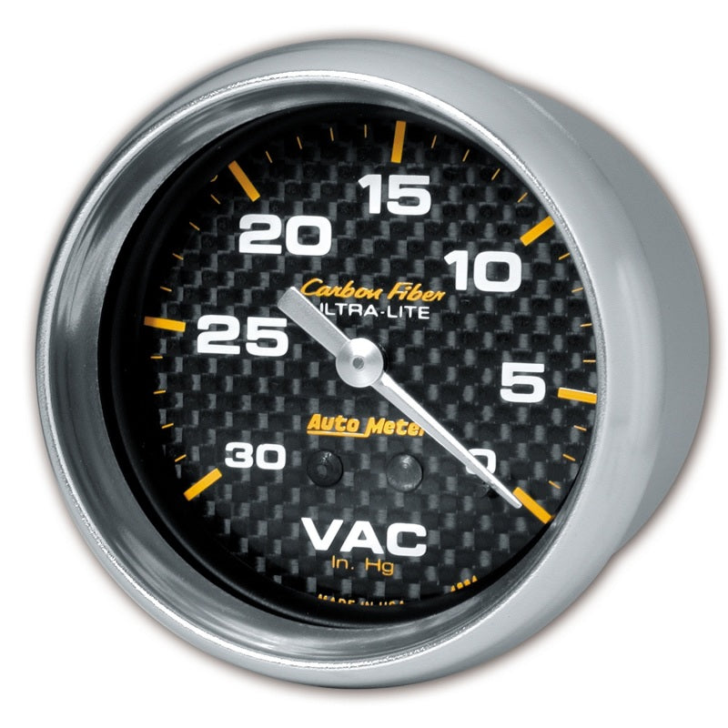 Autometer Gauge, Vacuum, 2 5/8", 30inHg, Mechanical, Carbon Fiber 4884 Photo - Primary