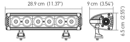 Hella ValueFit Design Light Bar 6 LED/11" - Combo Beam 357209001 Technical Drawing