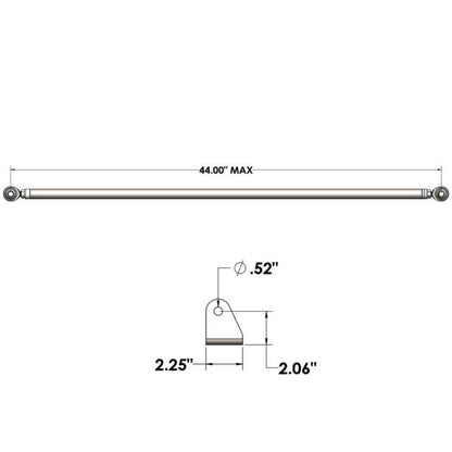 QA1 40in Diagonal Link Kit w/ Mounting Brackets & Tube Adapters 7838-1068 7838-1068 Technical Drawing