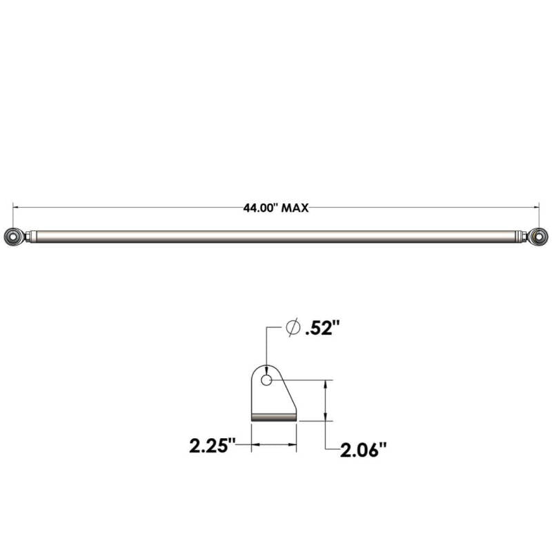 QA1 40in Diagonal Link Kit w/ Mounting Brackets & Tube Adapters 7838-1068 7838-1068 Technical Drawing