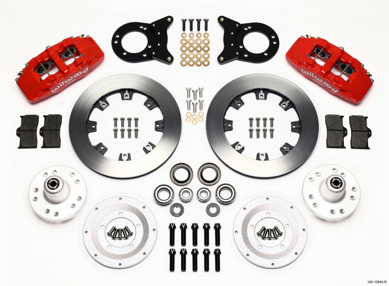 Wilwood Dynapro 6 Front Hub Kit 12.19in Red 1970-1973 Mustang Disc & Drum Spindle 140-12945-R 140-12945-R Photo - Primary