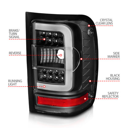 ANZO 2001-2011 Ford  Ranger LED Tail Lights w/ Light Bar Black Housing Clear Lens 311390 311390 Photo - Unmounted