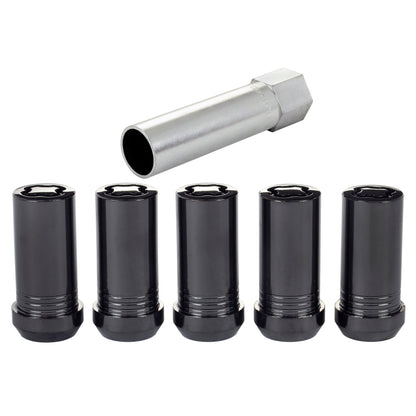 McGard Wheel Lock Nut Set - 5pk. (Tuner / Cone Seat) 1/2-20 / 13/16 Hex / 1.60in. Length - Black 25540BK 25540BK Photo - out of package