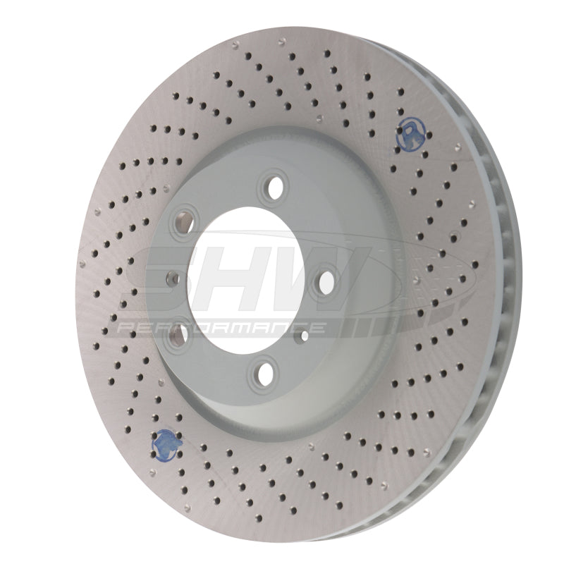 SHW Performance SHW 04-08 Porsche 911 GT3 3.6L w/o Ceramic Brakes Right Front Cross-Drilled Monobloc Brake Rotor PFR33009 PFR33009 Photo - Primary